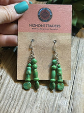Load image into Gallery viewer, Beautiful Navajo Sterling Dyed Green Kingman Turquoise Multi Bead Earrings