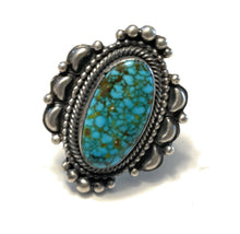 Load image into Gallery viewer, Navajo Sonoran Mountain Turquoise &amp; Sterling Silver Statement Ring Size 8