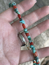Load image into Gallery viewer, Navajo Turquoise, Heishi and Coral Beaded 16 Inch Necklace