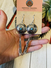 Load image into Gallery viewer, Navajo Turquoise &amp; Sterling Silver Concho Dangle Earrings