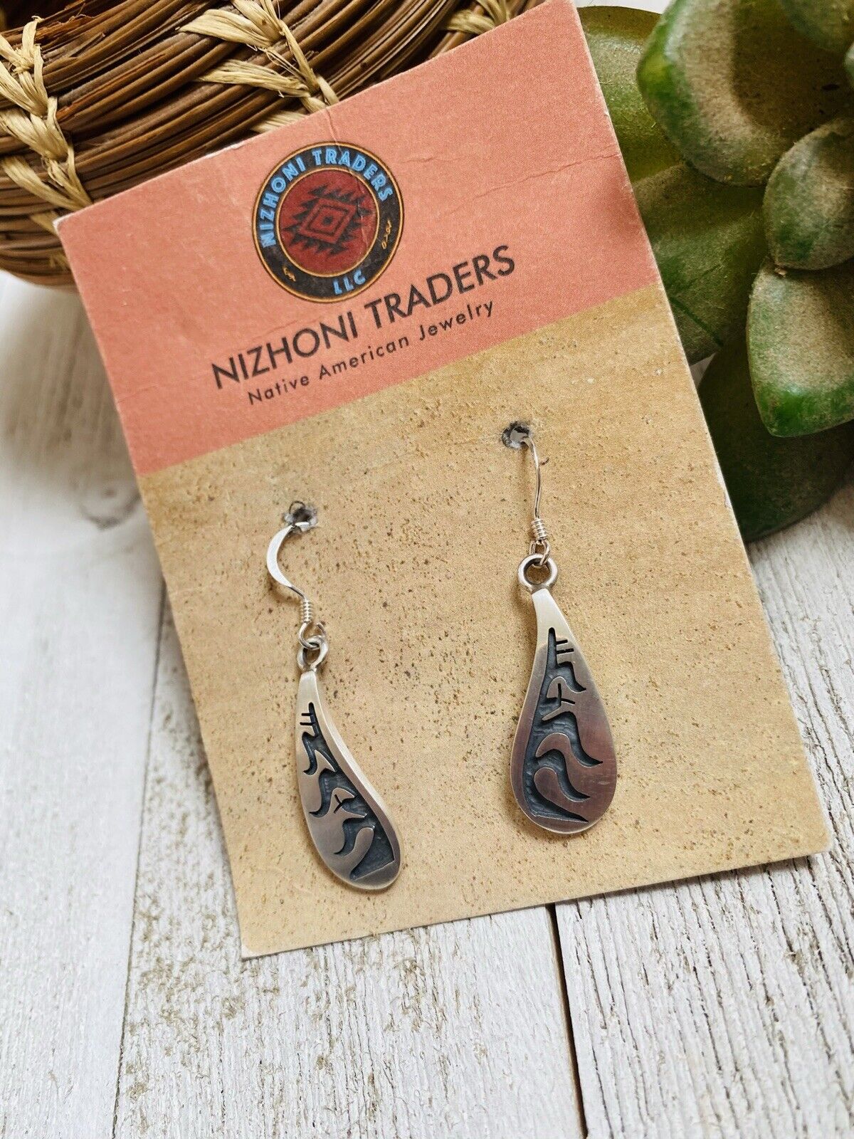 Hopi Overlaid Sterling Silver Dangle Earrings