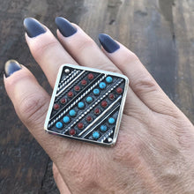 Load image into Gallery viewer, Navajo Multi Stone &amp;  Sterling Silver Statement Ring Size 7.5