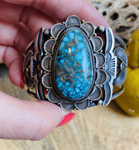 Load image into Gallery viewer, Navajo Turquoise &amp; Sterling Silver Cuff Bracelet By Sheila Tso