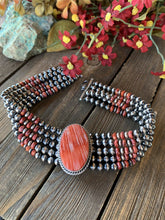 Load image into Gallery viewer, Navajo Sterling Silver &amp; Natural Spiny Pearl Beaded Choker Necklace