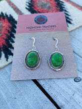 Load image into Gallery viewer, Navajo Sterling Silver Gaspeite Dangle Earrings Signed