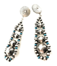 Load image into Gallery viewer, Navajo Sterling Silver Turquoise Gradual Bead Dangle Earrings