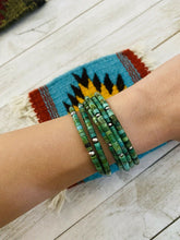 Load image into Gallery viewer, Navajo Turquoise &amp; Sterling Silver Beaded Wrap Bracelet