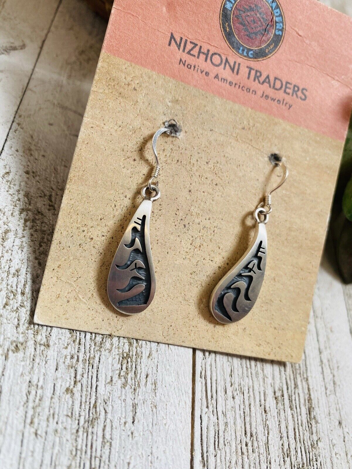 Hopi Overlaid Sterling Silver Dangle Earrings