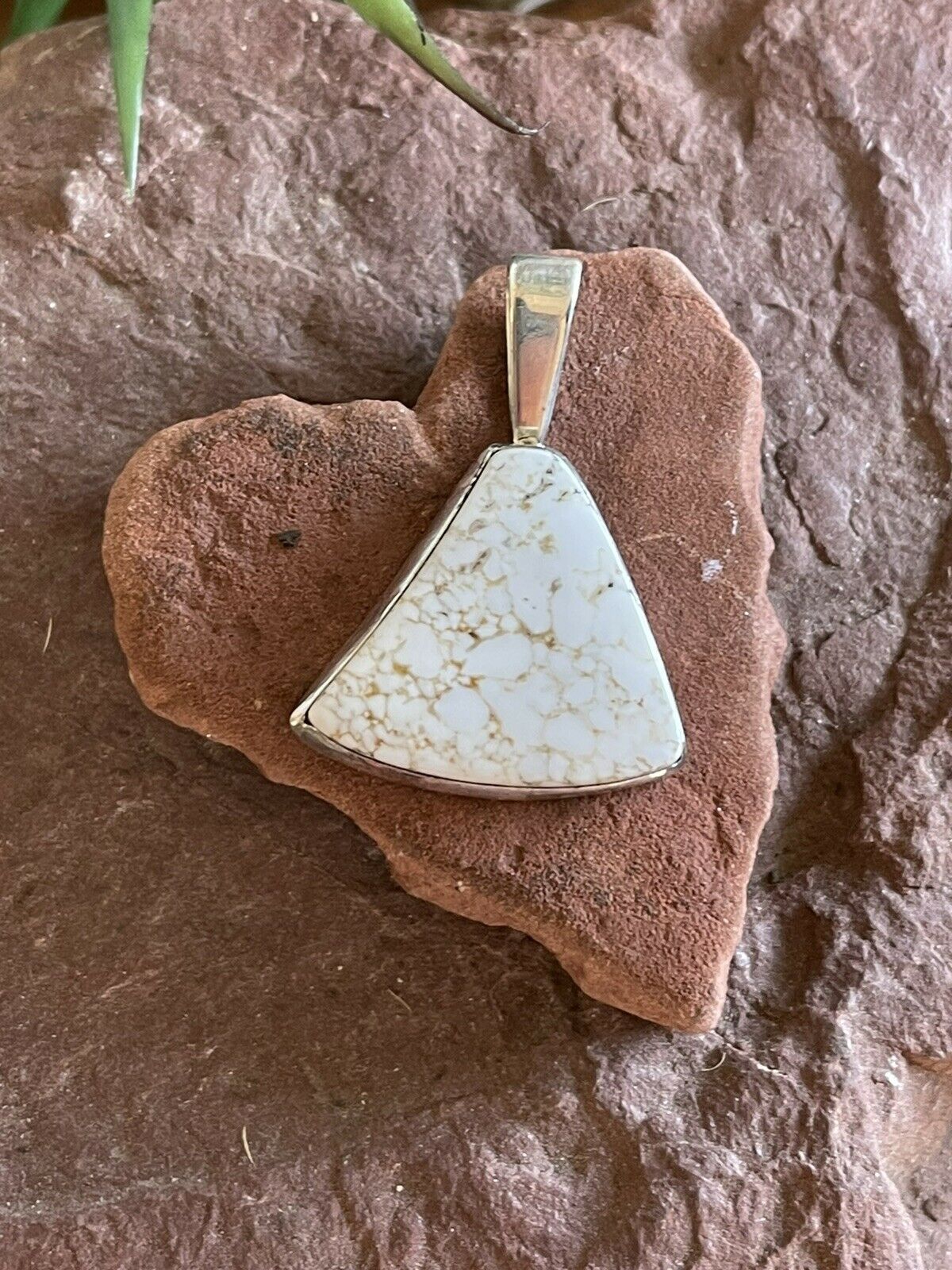 Navajo White Buffalo & Sterling Silver Southwest Pendant