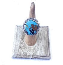 Load image into Gallery viewer, Navajo Royston Turquoise &amp; Sterling Ring Size 5 Signed