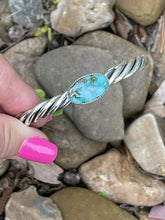 Load image into Gallery viewer, Beautiful Navajo Sterling Sonoran Mountain Turquoise Rope Style Bracelet Cuff