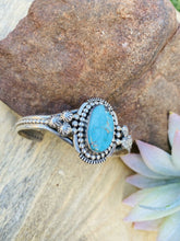 Load image into Gallery viewer, Navajo Sterling Cuff &amp; Turquoise Cuff Bracelet Signed