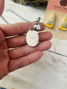 Navajo Bumblebee Jasper & Sterling Silver Earring And Pendant Set