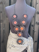Load image into Gallery viewer, Stunning Navajo Sterling Indian Chief Orange &amp; Purple Spiny Turquoise Necklace