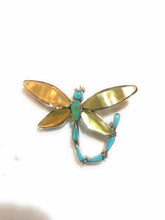 Load image into Gallery viewer, Zuni Sterling Silver &amp; Multi Stone Dragonfly Pendant Pin