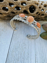Load image into Gallery viewer, Navajo Sterling Silver &amp; Apple Coral Cuff Bracelet Signed