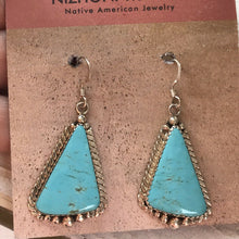 Load image into Gallery viewer, Navajo Sterling Silver Turquoise Stone Dangle Earrings Signed