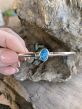 Load image into Gallery viewer, Navajo Kingman Turquoise &amp; Sterling Silver Petite cuff Bracelet