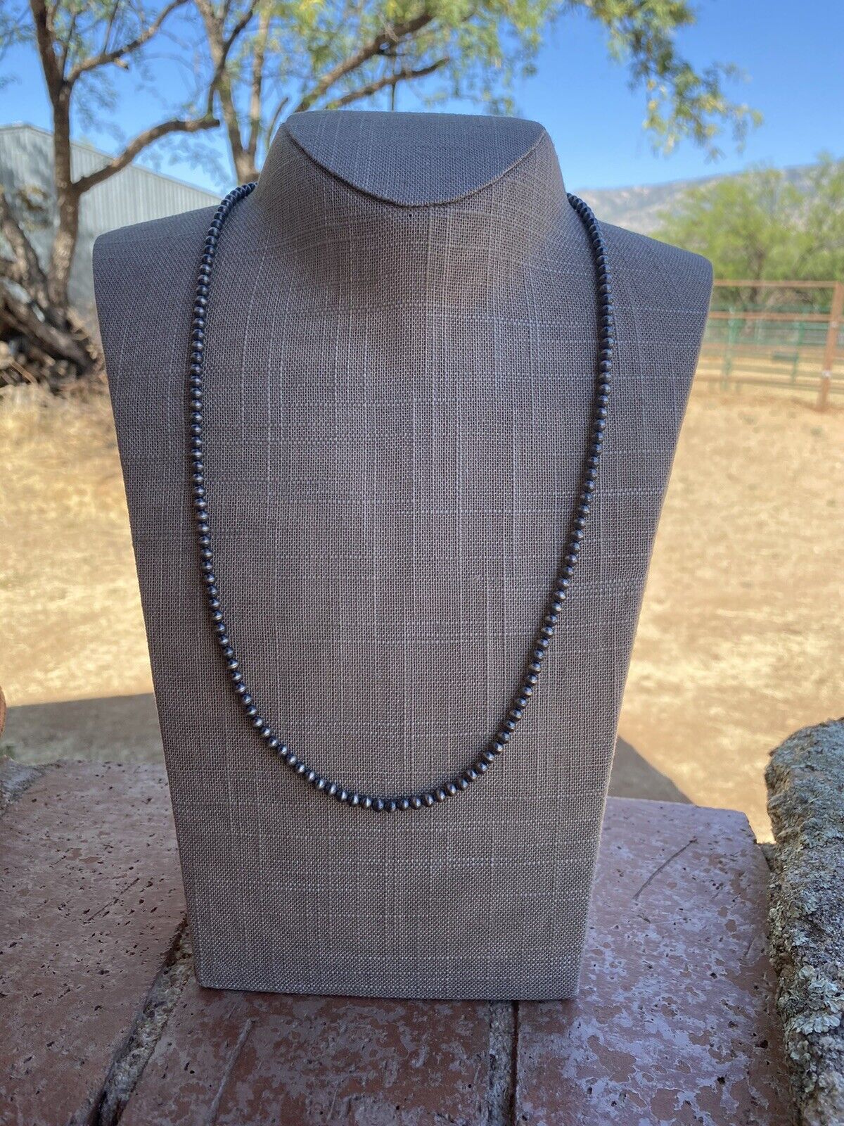 Sterling Silver Navajo Style Pearls Necklaces 4mm