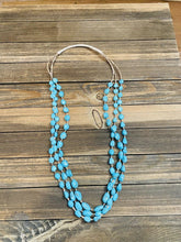 Load image into Gallery viewer, Vintage Old Pawn Navajo Turquoise &amp; Heishi 3-Strand Beaded Necklace