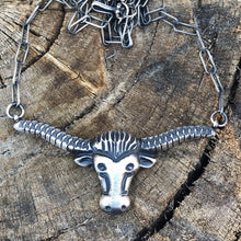 Load image into Gallery viewer, Navajo Sterling Silver Longhorn Statement Necklace By Artist Kevin Billah