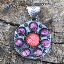Load image into Gallery viewer, Navajo Sterling Silver &amp; Purple and Orange Spiny Oyster Pendant Signed