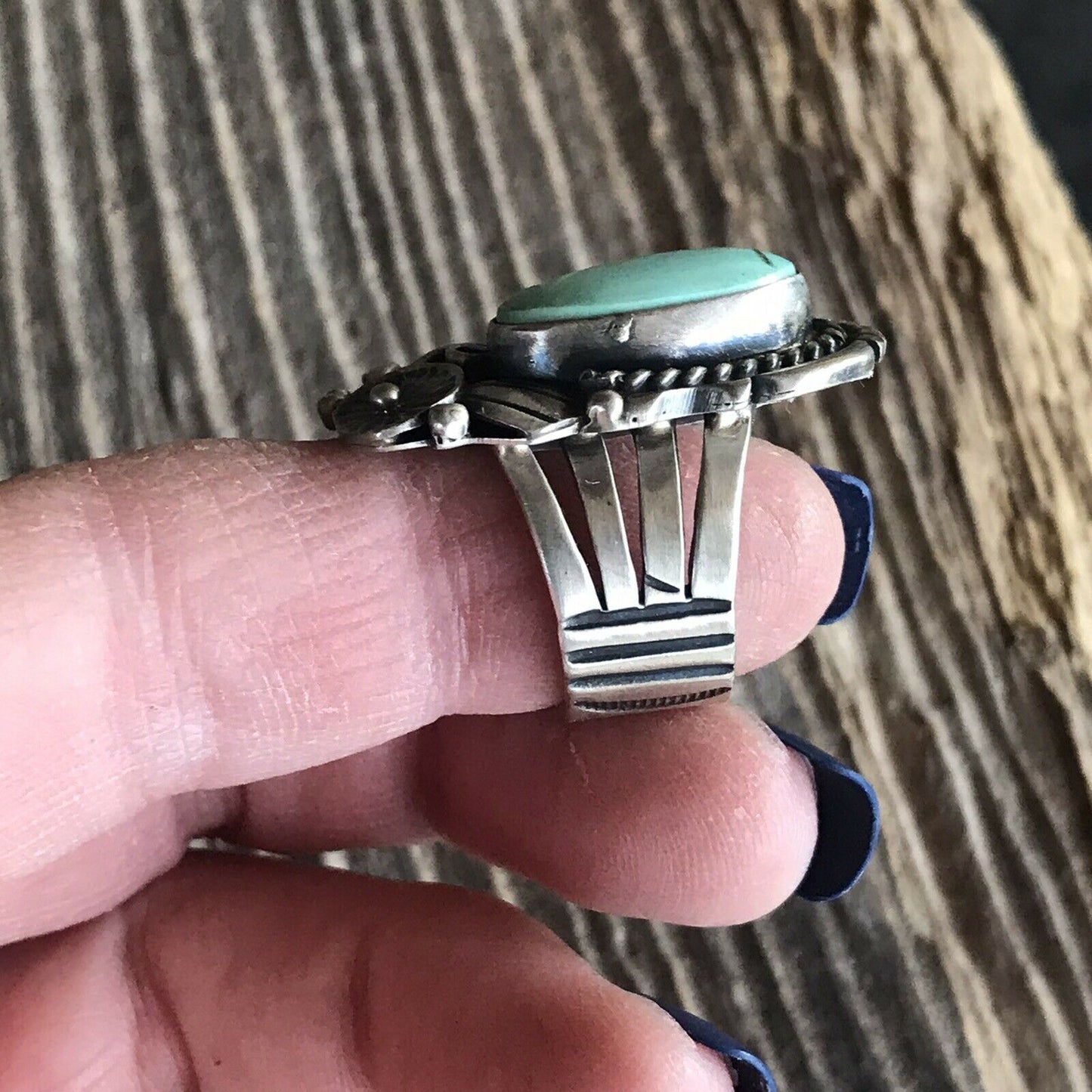 Navajo Royston Turquoise & Sterling Silver Ring Size 5. By Artist R. H