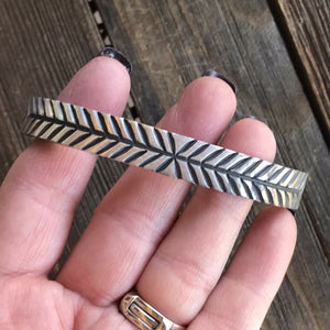 Navajo Sterling Silver Hand Stamped Bracelet Cuff By Artist B. Shorty