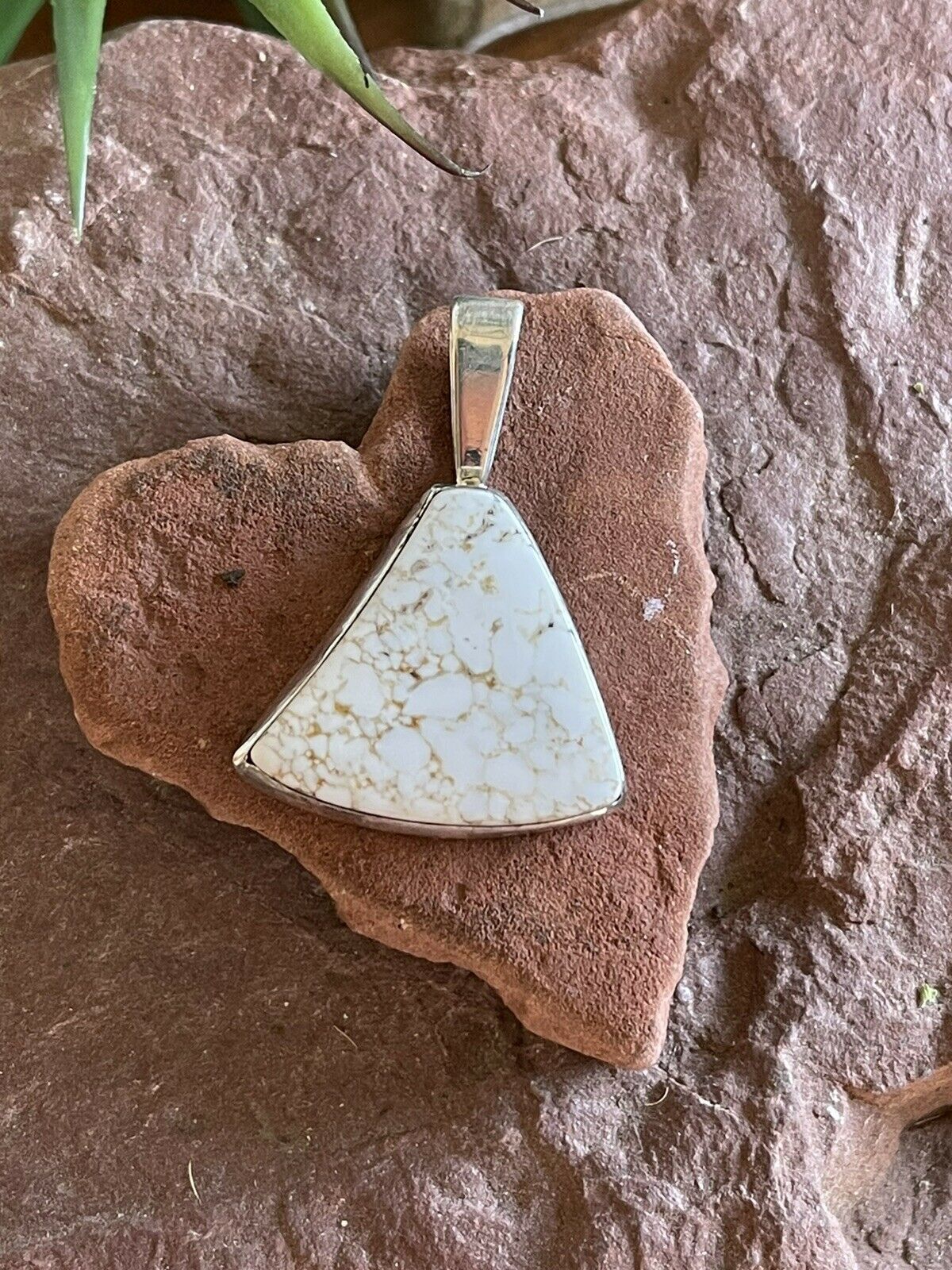 Navajo White Buffalo & Sterling Silver Southwest Pendant