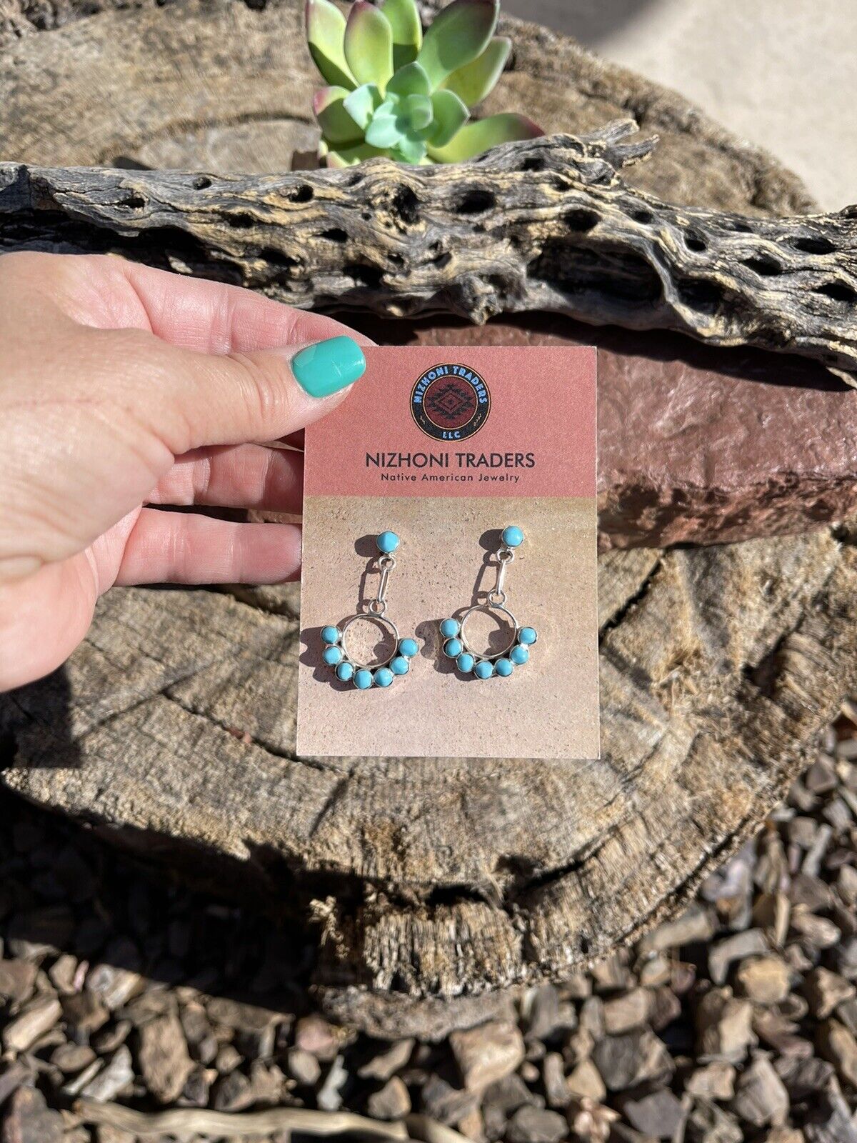 Zuni Sterling Silver & Turquoise Dangle Earrings