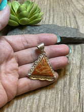Load image into Gallery viewer, Navajo Sterling Silver Apple Coral TrIangle Southwest Pendant Signed