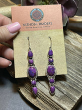 Load image into Gallery viewer, Navajo Sterling Silver Purple Dream Mojave Dangle Fancy Earrings Signed