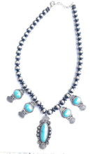 Load image into Gallery viewer, Navajo Turquoise &amp; Sterling Silver Beaded Necklace Signed