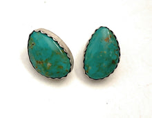 Load image into Gallery viewer, Navajo Turquoise &amp; Sterling Silver Post Earrings Signed