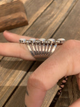 Load image into Gallery viewer, Navajo White Opal &amp; Sterling Silver Climber Ring