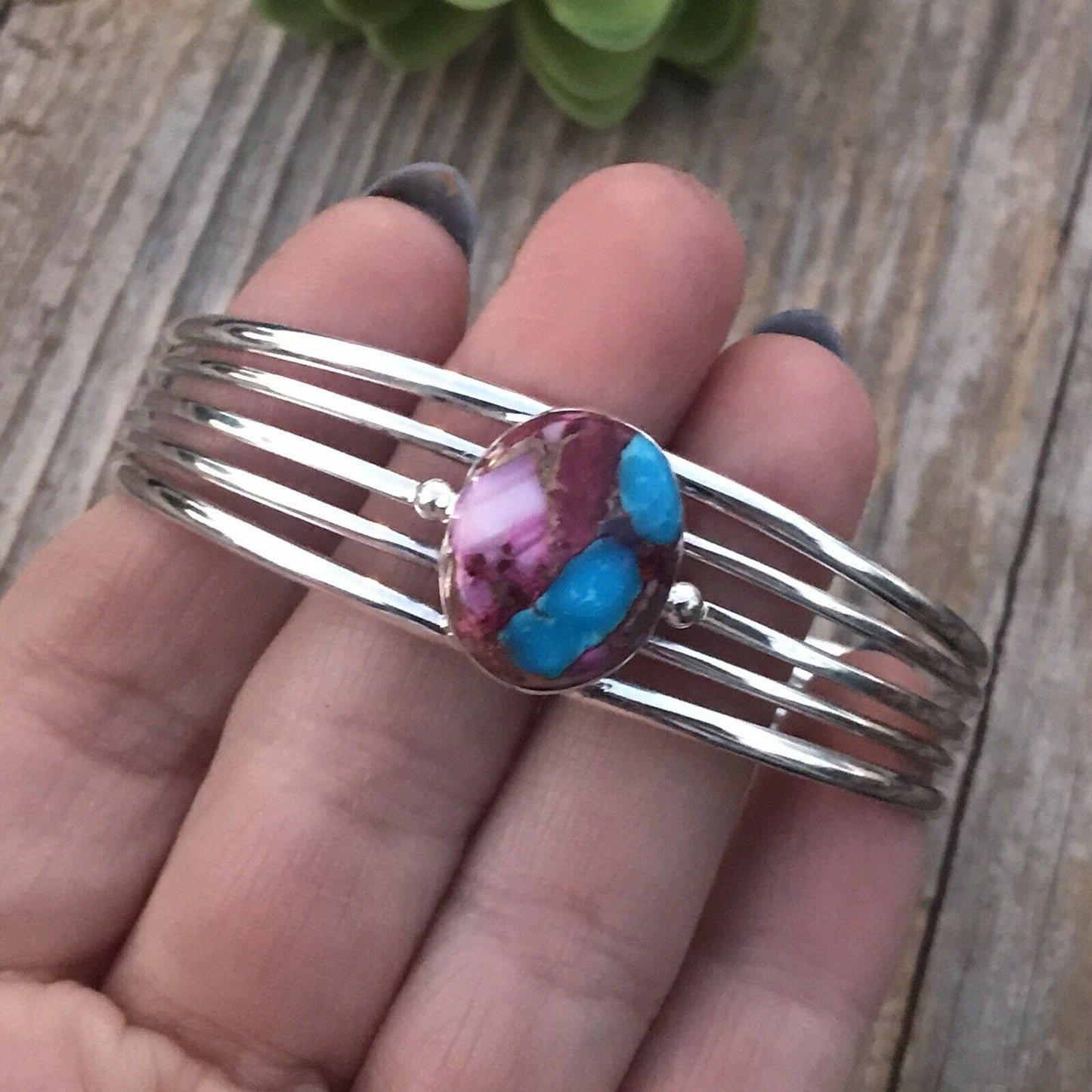 Navajo Pink Dream Mojave Sterling Silver Custom Cuff