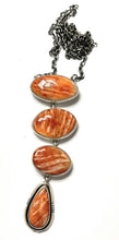 Load image into Gallery viewer, Navajo Orange Spiny Sterling Silver Lariat Necklace
