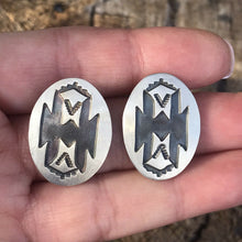 Load image into Gallery viewer, Hopi Sterling Silver Hand Stamped Tribal Earrings