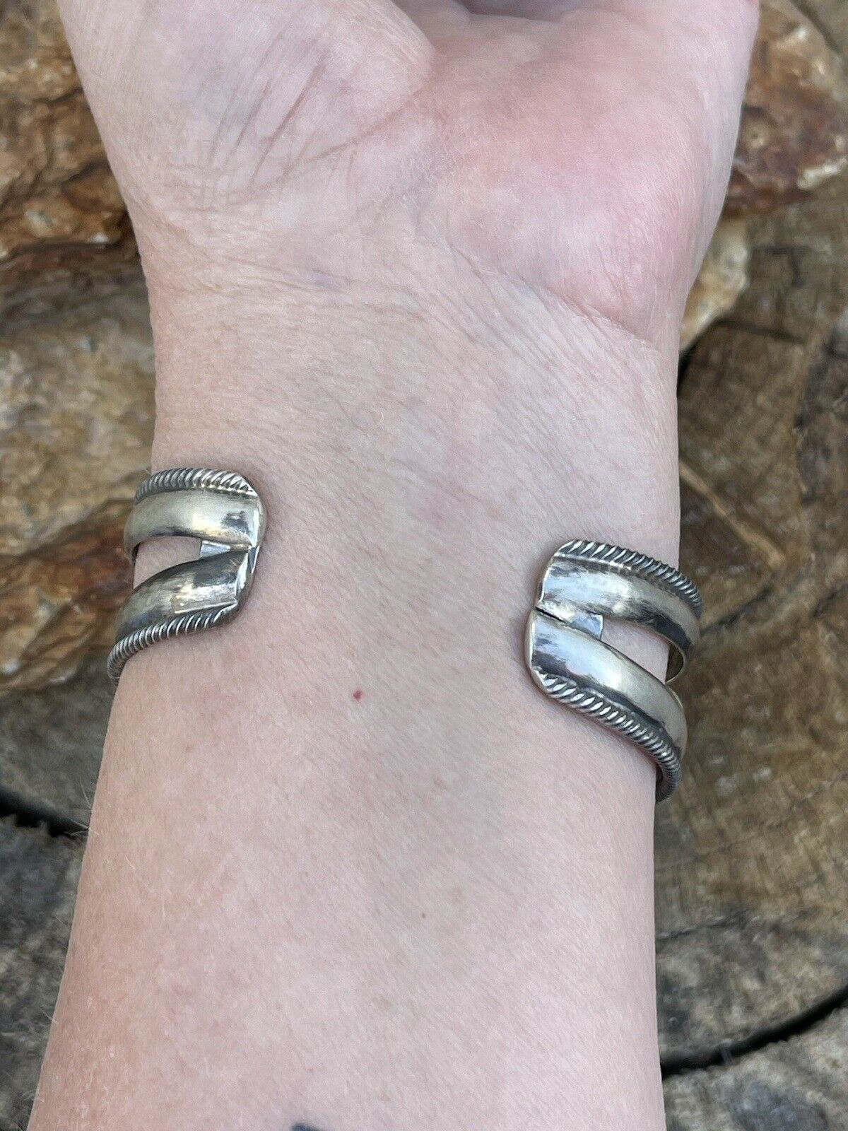 Navajo Sterling Sonoran Gold & Golden Hills Turquoise Cuff Bracelet Signed