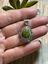 Load image into Gallery viewer, Navajo Sterling Silver &amp; Sonoran Gold Turquoise Necklace Signed V. Chee