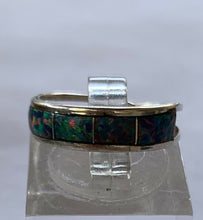 Load image into Gallery viewer, Zuni Sterling Silver Blue Opal Stacker Ring