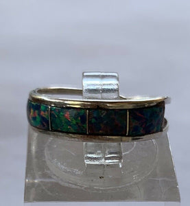 Zuni Sterling Silver Blue Opal Stacker Ring