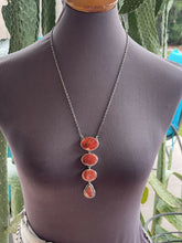 Load image into Gallery viewer, Navajo Orange Drop Spiny Sterling Silver Lariat Necklace