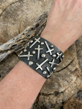 Load image into Gallery viewer, Navajo Sterling Silver Cuff Crazy Cross Bracelet By Chimney Butte Signed