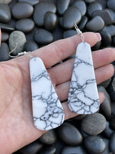 Load image into Gallery viewer, Navajo Sterling Silver &amp; White Buffalo Slab Dangle Earrings