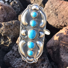 Load image into Gallery viewer, Navajo Sterling Silver  Turquoise 5 Stone Ring