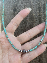 Load image into Gallery viewer, Navajo Turquoise Sterling Silver  Pearl Beaded 17” Necklace 4mm