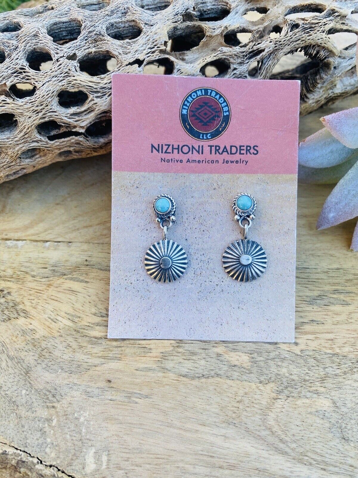 Navajo Turquoise & Sterling Silver Dangle Earrings