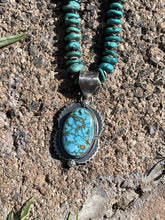 Load image into Gallery viewer, Navajo Number 8 Turquoise &amp; Sterling Silver Elegant Pendant Signed