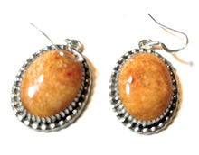 Load image into Gallery viewer, Beautiful Navajo Sterling Silver Apple Coral Oval Dangle Earrings